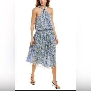 NWT Ramy Brook Kent Daisy Printed Midi Dress In Blue Size Medium